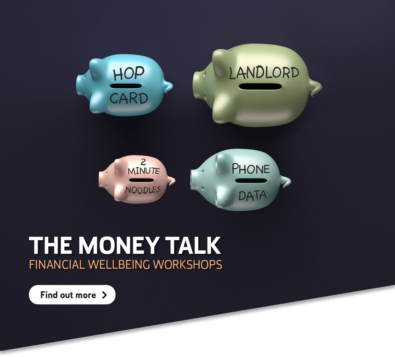Piggy banks promoting financial wellbeing workshops